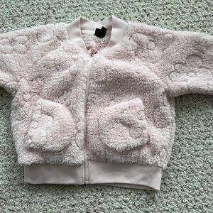 Girls all in motion fleece bomber jacket size 8/M pink